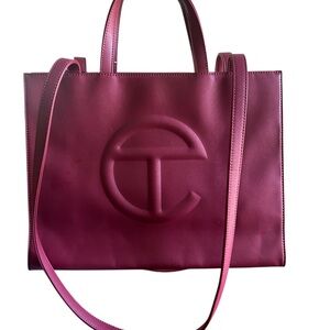 Telfar Pink Tote Bag with Embossed Logo